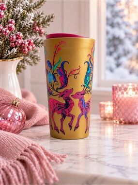 Starbucks 2024 Holiday Gold Pink Deer Tumbler 12 oz | Rare Collectible NWT